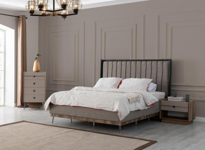 Graues Schlafzimmer Bett Designer Holzgestell Edle Textilbetten Betten